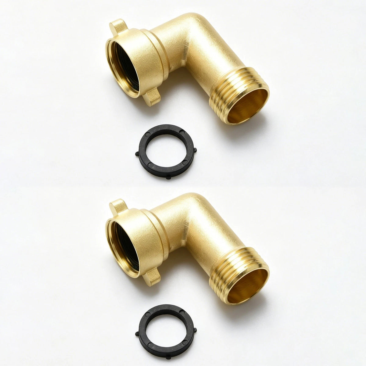 Brass 2pcs 90° Garden Hose Elbow Connector 3/4" Washers Outdoor RV Faucet Camper