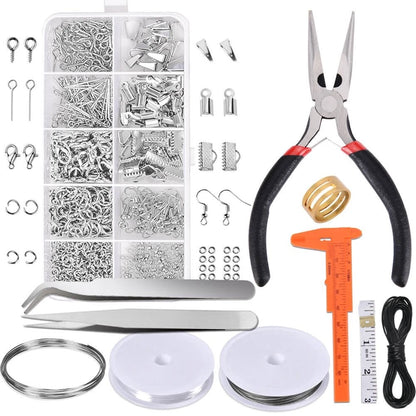 PAXCOO Jewelry Making Supplies Kit - size 2, Black,Clear,Silver