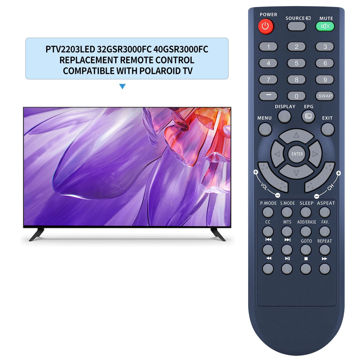 Remote Control For Polaroid TV 32GSR3000FC 40GSR3000FC 55GTR3000-2 55GTR3000