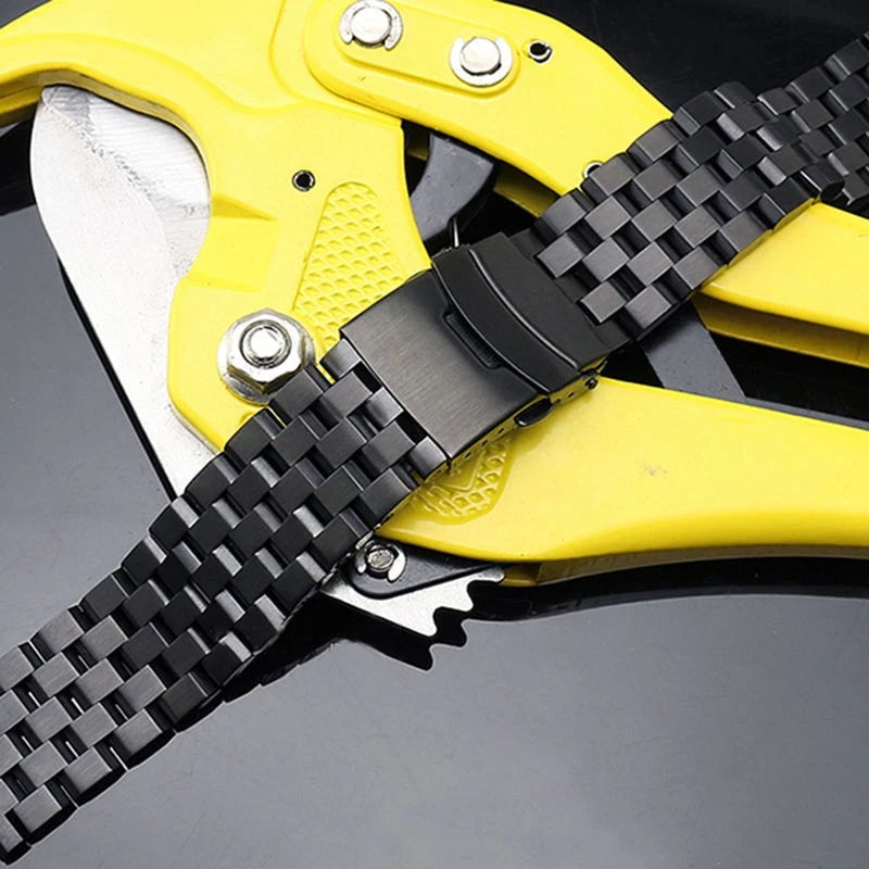 Black 22mm Width Watch Band Strap Bracelet Link Solid Watchband Replacement.