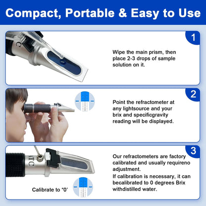 3-in-1 Alcohol Refractometer Kit for Home Brewers | Measures Brix (0-40%),...