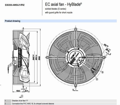 For  ebmpapst S3G500-AM56-21/F02  axial fan 230V 1420RPM 750W IP54 Cooling fan