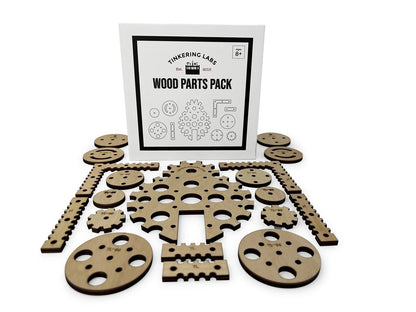 Tinkering Labs Wood Parts Pack | Complete Set 6.26 x 6.25 x 2 inches, Brown