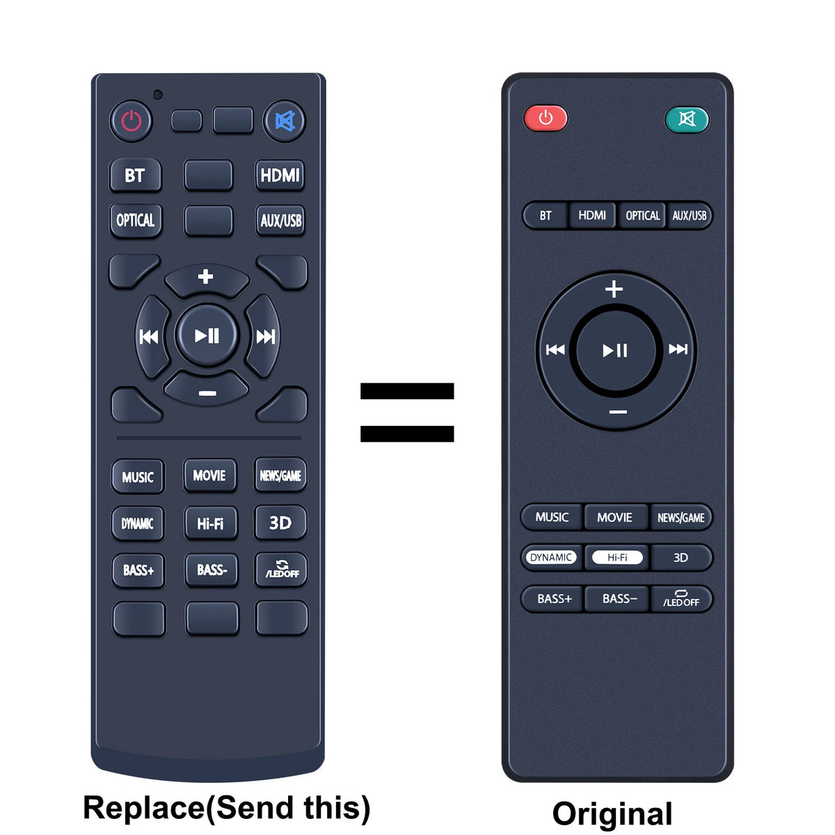 Replacement Remote Control For Bomaker Njord II Channel Small TV Sound Bar