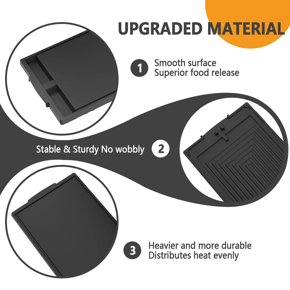 Heavy-duty Cast Iron W10432544 Griddle Replacement 19.7" x 7.9" x 1.2", Black