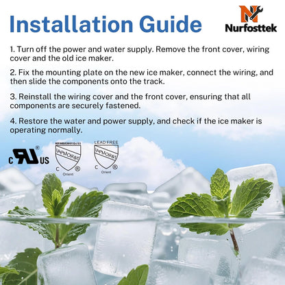 Nurfosttek 2198597 Ice Maker, 185W 115V 60Hz, Fit for Whirlpool, Maytag