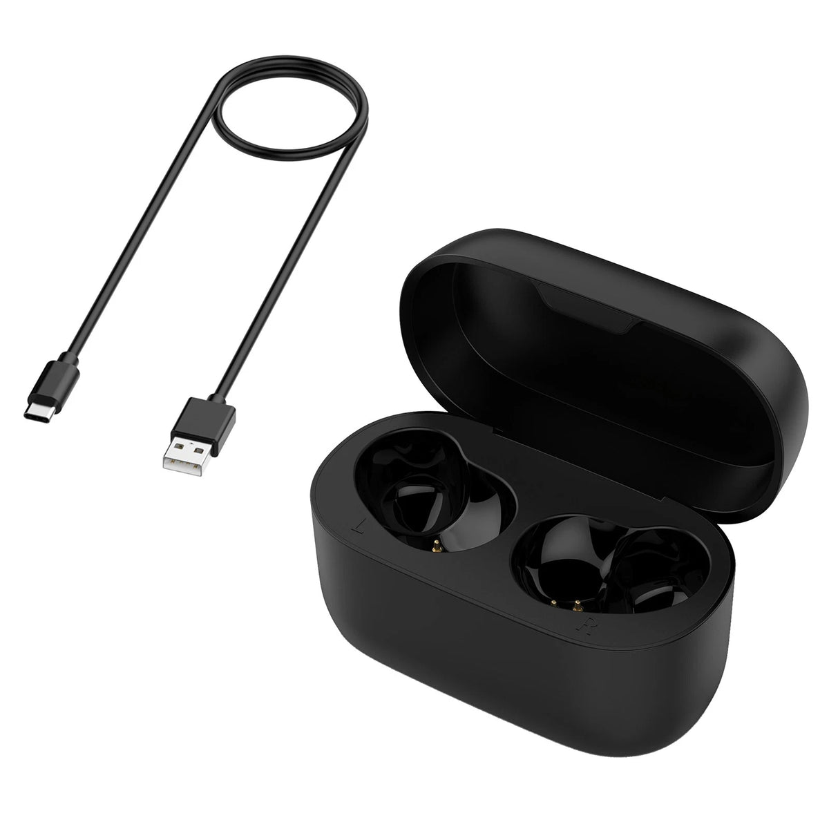 Black Charging Storage Box Charging Case + Cable For Jabra Elite 75T Headset