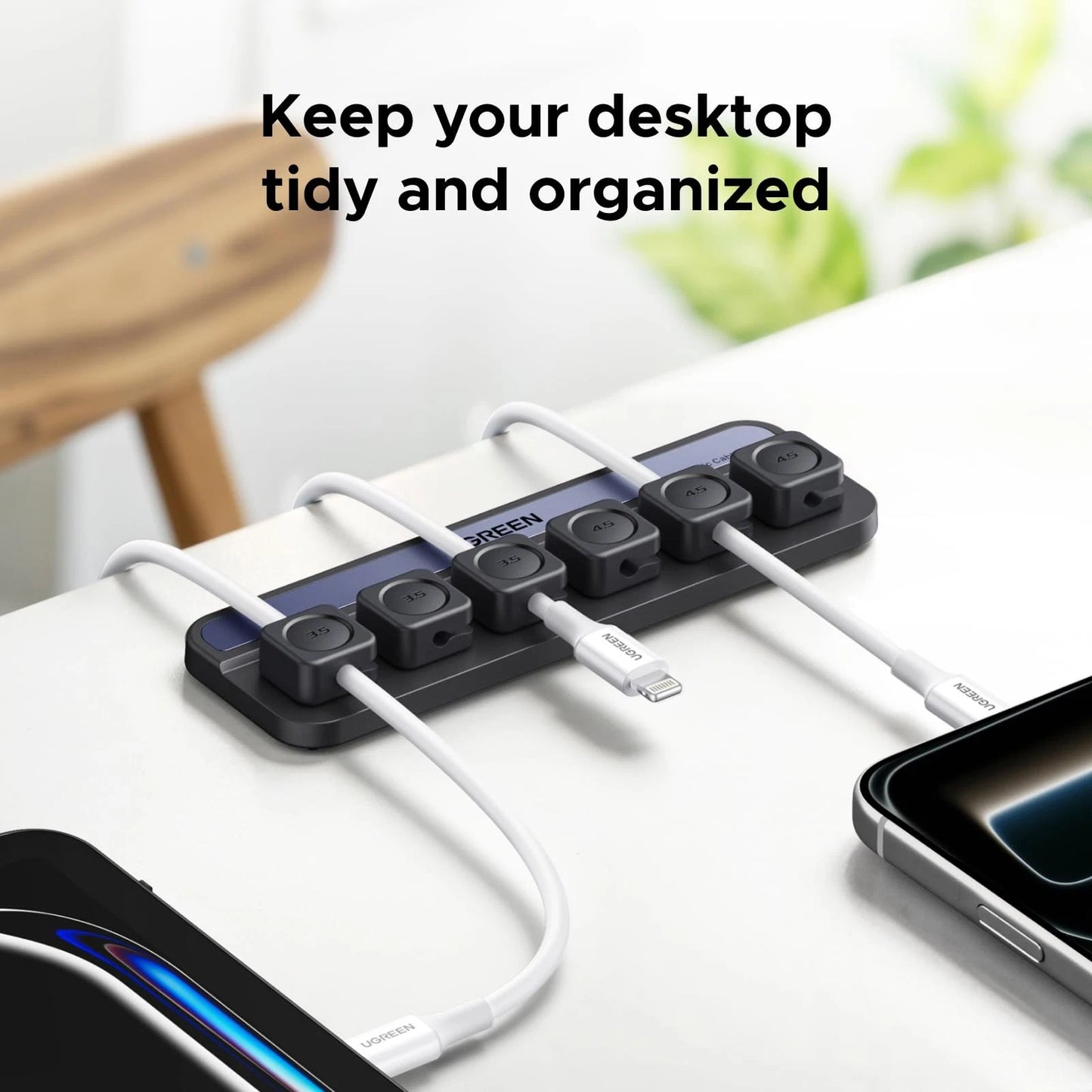 UGREEN Desk Cable Organizer, Magnetic Cord Holder 6 Pack, Silicone Cable...