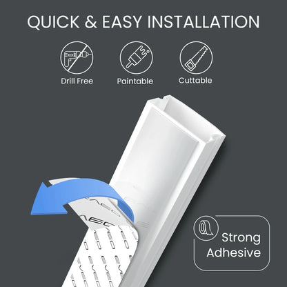 EVEO Cable Hider - One Cord 300” Cover Wall Small, White