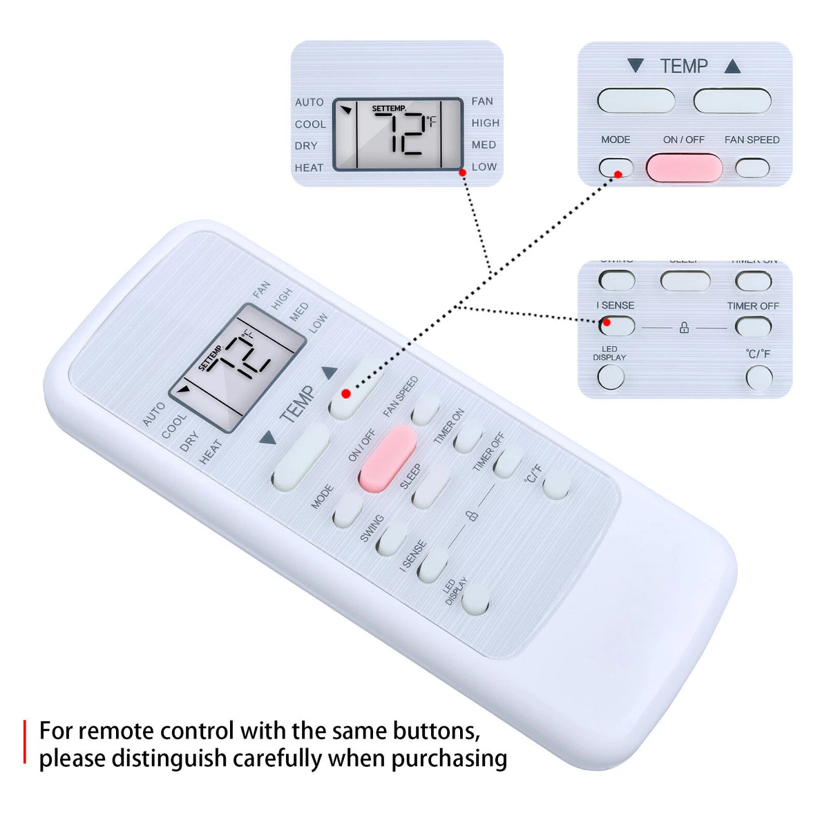 Replacement Remote Control For Keystone Portable Air Conditioner KSTAP051PA