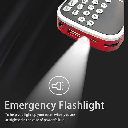 Portable Radio AM FM Digital Screen uses a rechargeable BL-5C lithium battery
