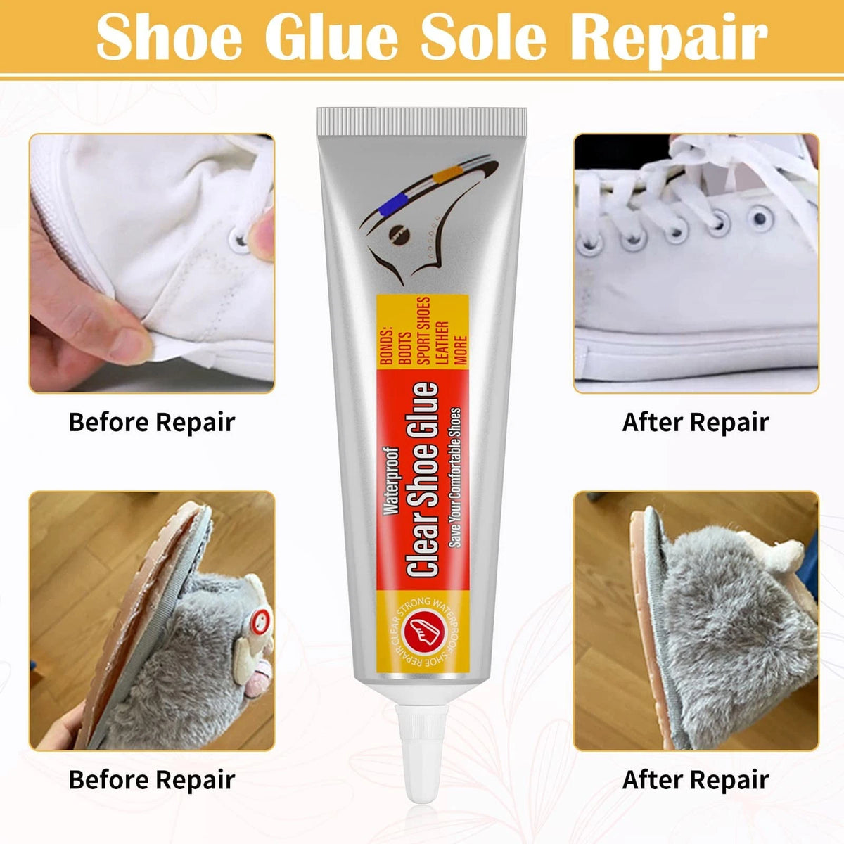 Evatage Waterproof Shoe Glue Kit for Sole Repair - Adhesive Clear