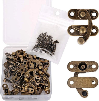 20 Pieces Jewelry Box Hinges and Latches - Thickened Solid Bronze Tone