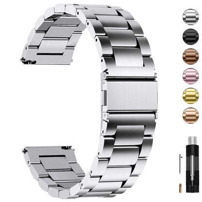Fullmosa Stainless Steel Watch Band 16mm 18mm 19mm 20mm(see diagram), Silver
