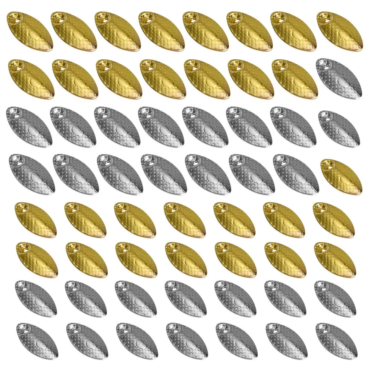 Akamino 60 Pcs Gold and Sliver Fishing Lures Making Small, Large, Gold,Silver