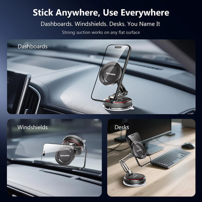 SYNCWIRE for MagSafe Car Mount [3-Axis] Nano Adhesive Gel + Strong black