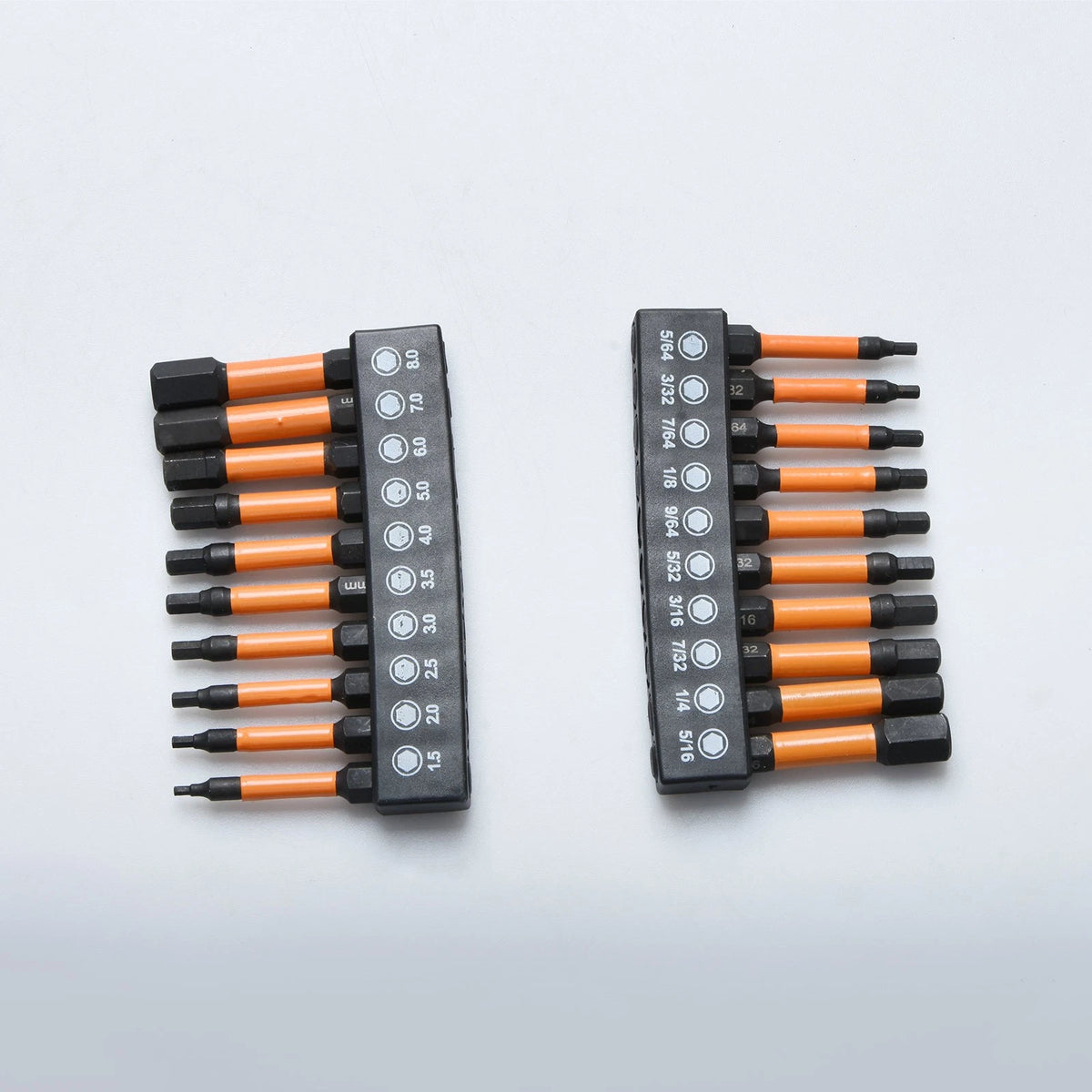 20-Piece Magnetic Hex Screwdriver Bit Set, Metric/SAE, CNC Machined, 1/4" Shank