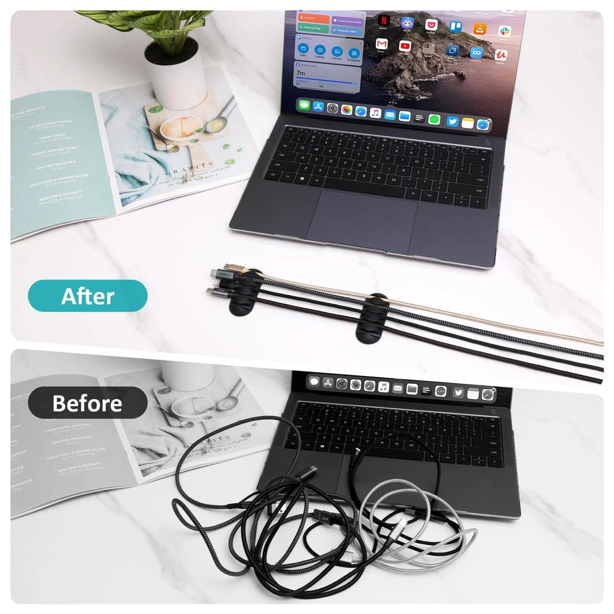 16Pack Black Desk Cable Management,Adjustable Cord 16pack, Black-16 Pack