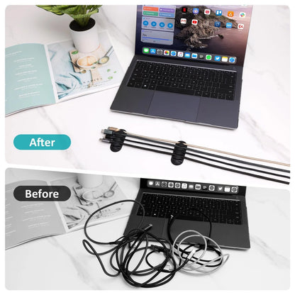 16Pack Black Desk Cable Management,Adjustable Cord 16pack, Black-16 Pack