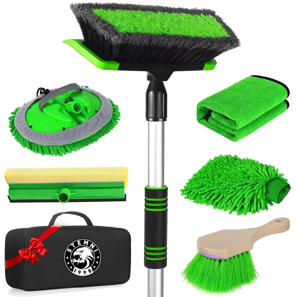 Stemni Car Wash Kit, 62'' Brush with Long Handle, 62 inches, Green