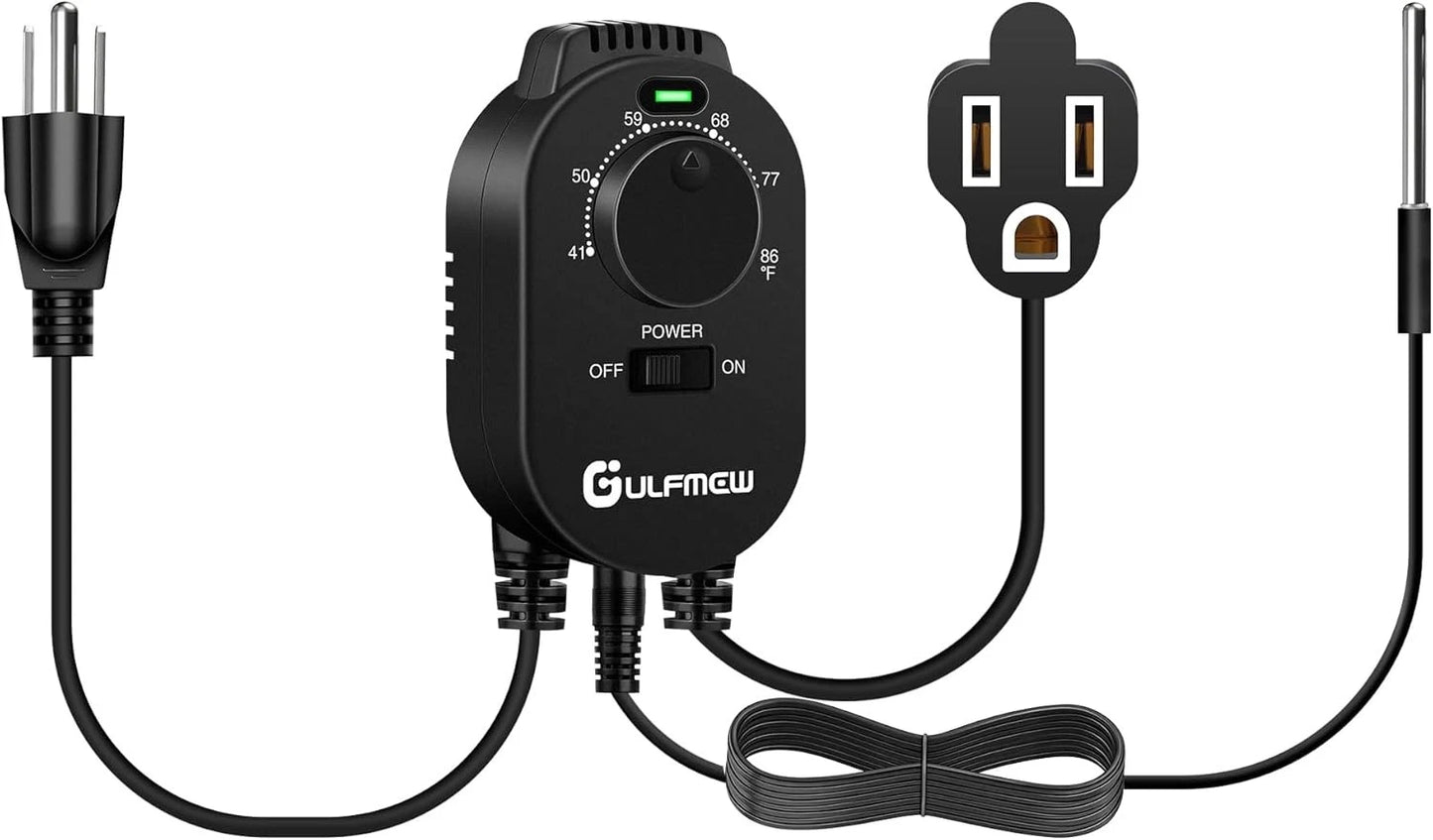 Thermostat Outlet for Heater, Temperature Controller with 4.9FT Black