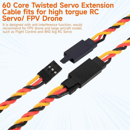 Crazepony Twisted Servo Extension Cable w/Safety Clip - 20AWG 60 Mixed Size