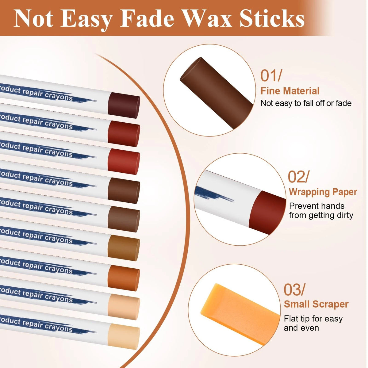 Anglekai 16PCS Furniture Repair Kit, Colorful Wood Filler Stick