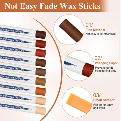 Anglekai 16PCS Furniture Repair Kit, Colorful Wood Filler Stick