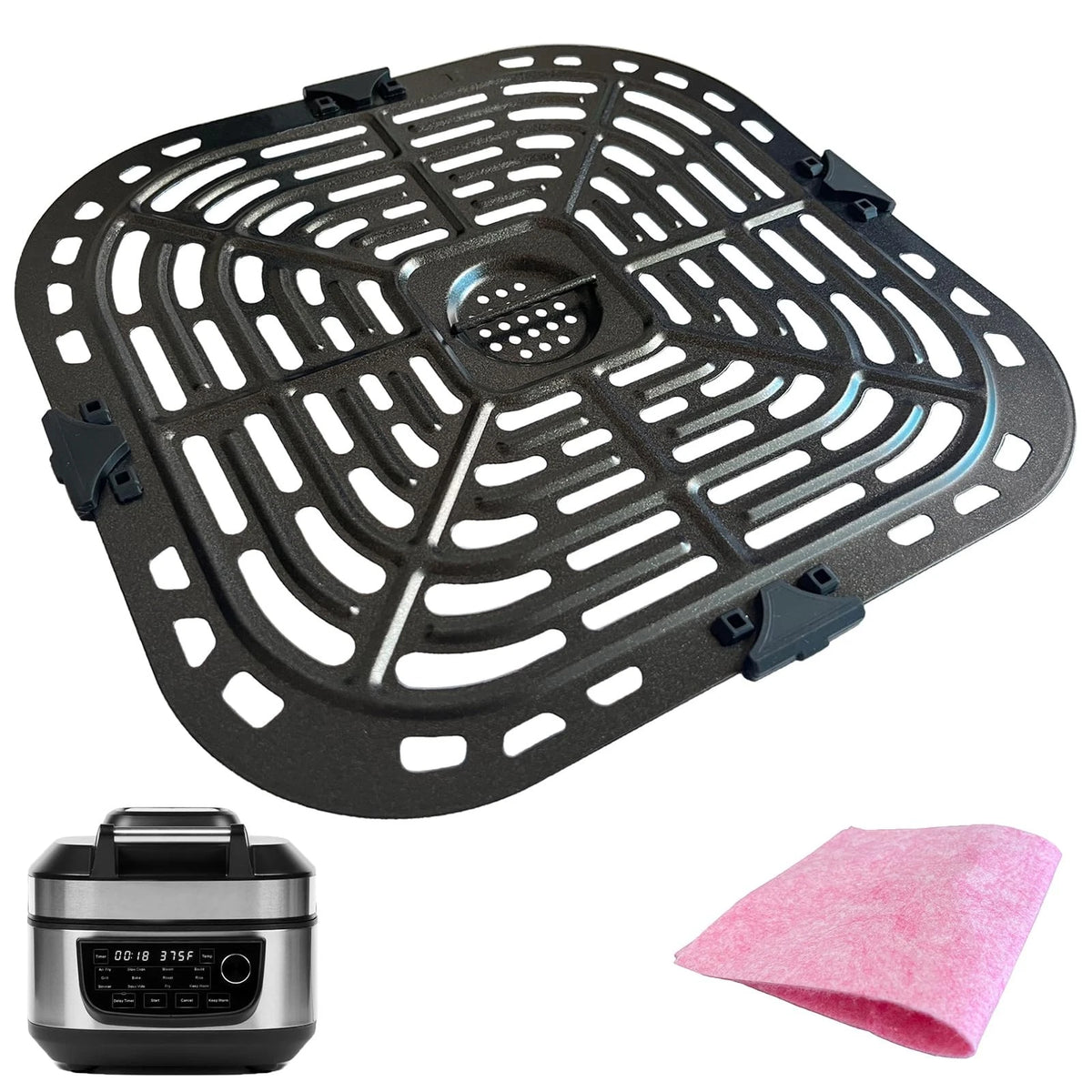 ALJ 6QT Air Fryer Grill Plate for Power XL Combo 6QT, Black