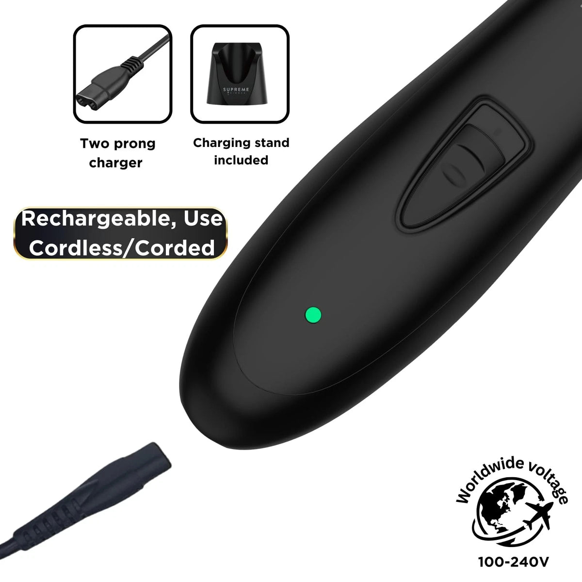 Supreme Trimmer T Shaper - Quiet Cordless Beard & Hair for Black Dlc