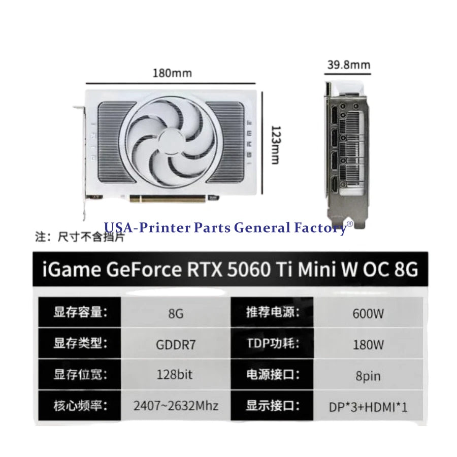 for Colorful iGame GeForce RTX 5060 Ti Mini W OC 8GB GDDR7 ITX Graphics Card