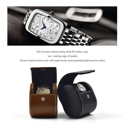 Oirlv Luxury Leather Watch Storage Box Travel Single Case Brown
