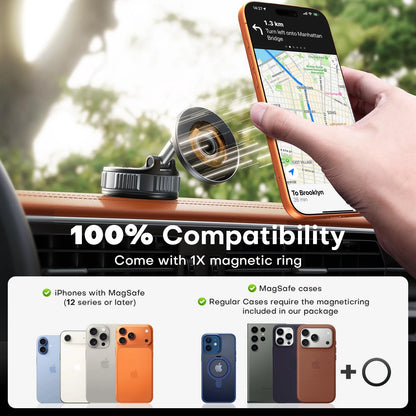 Magnetic Phone Holder for Car [98+ LB Strongest Suction & 2800gf Dark Black