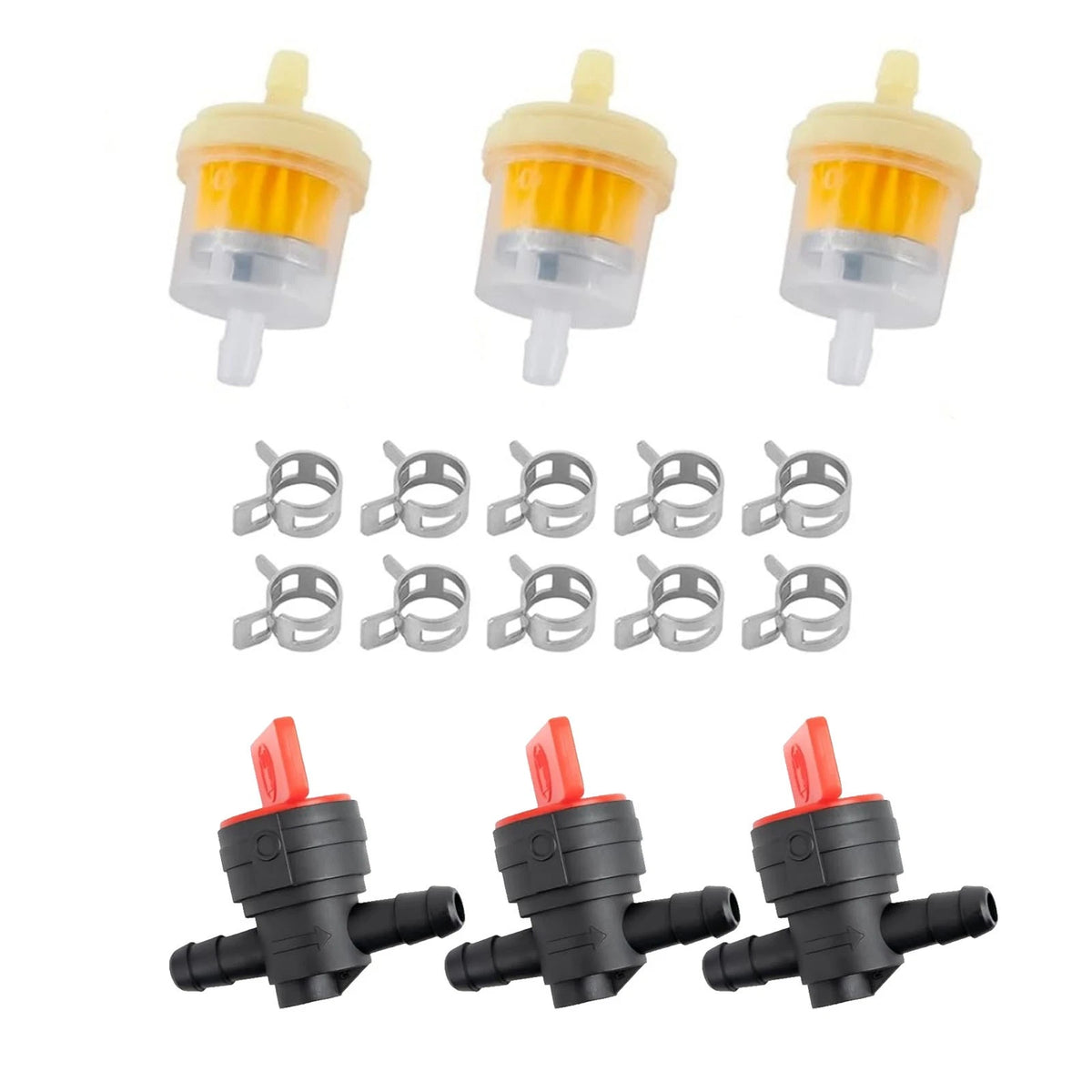 3-Pack Fuel Filter Replacement Kit 494768 698183 With Valves And Fuel Clamps