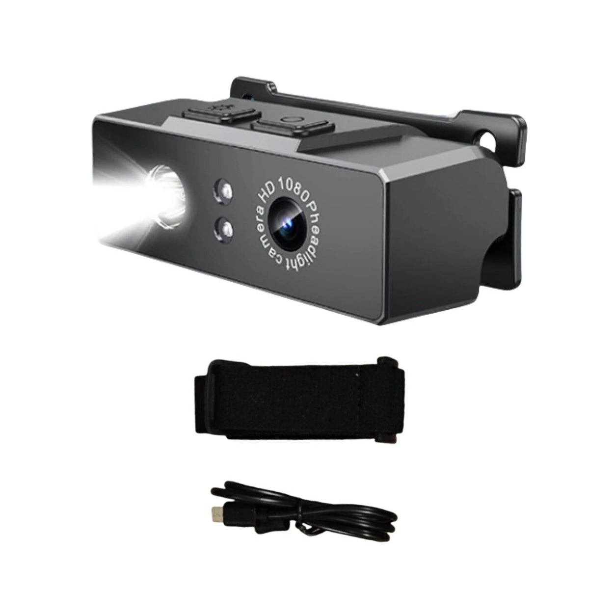 2 in 1 Head-mounted Sport Camera 1080P HD Camcorder Night Vision w/ LED Light