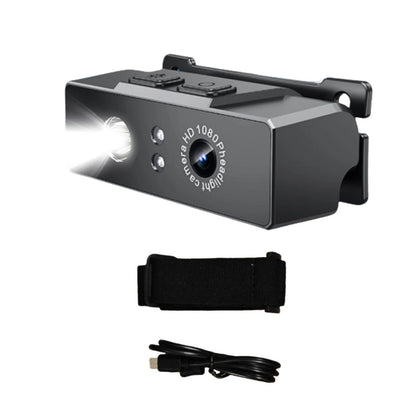 2 in 1 Head-mounted Sport Camera 1080P HD Camcorder Night Vision w/ LED Light