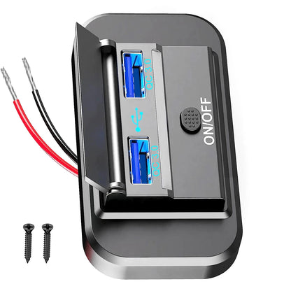 12-24V Dual USB QC3.0 Car Boat RV Fast Charger Socket Power Outlet Panel W/ LED