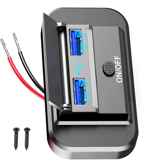 12-24V Dual USB QC3.0 Car Boat RV Fast Charger Socket Power Outlet Panel W/ LED