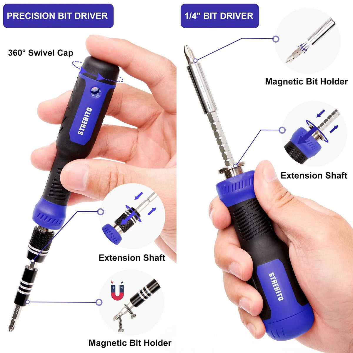 STREBITO Precision Screwdriver Set 191-Piece Multi-Bit 191-Piece, Blue