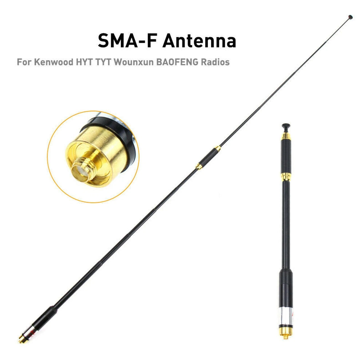 50ohm Telescopic AL-800 Dual Band VHF UHF SMA-F Antennas For BaoFeng UV-9R Radio