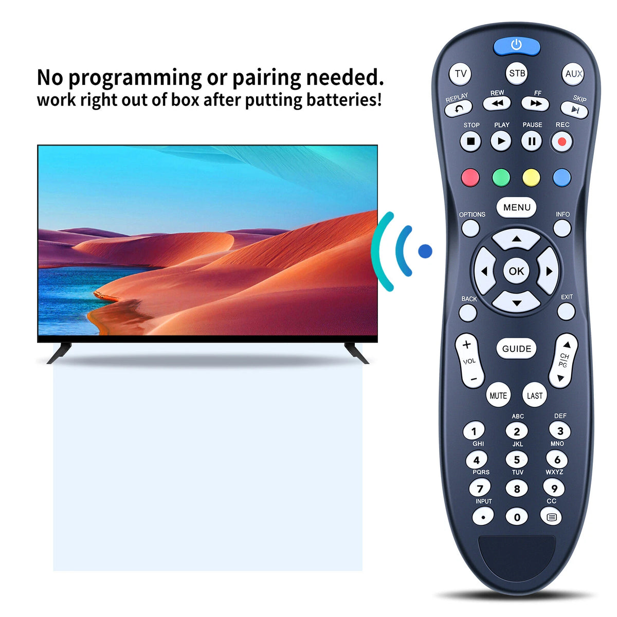 Universal Remote Control For Entone RC45P-T2 Set Top Box Black