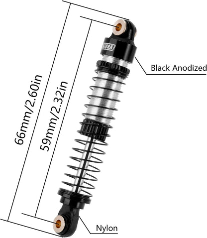 INJORA 59MM Shocks Long Threaded Shock Absorber Oil Damper for TRX4M Black
