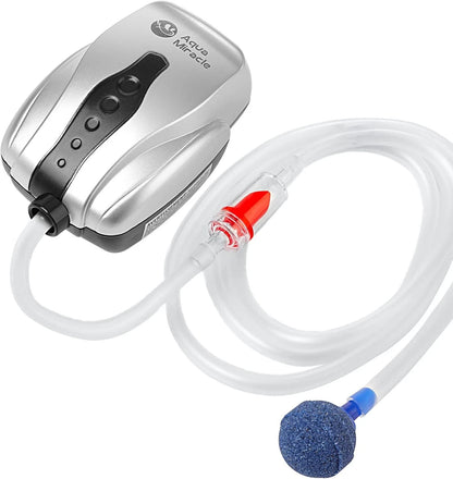 AquaMiracle Aquarium Air Pump Fish Tank Bubbler Aerator, All-in-One Grey