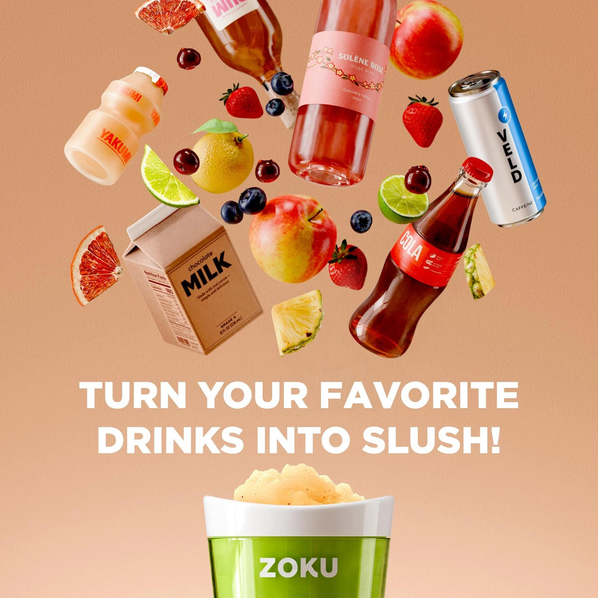 Zoku Jumbo Slushie Cup With Spoon Freezer Core Single-Serve Cup, Red