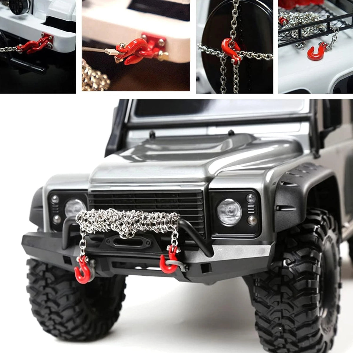 RC Trailer Chain Hook Tow Rope Winch Shackles for 1/10 Crawler TRX4 Axial...