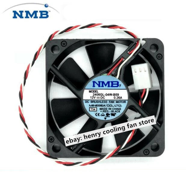 For NMB 2406GL-04W-B59 DC 12V 0.26A 60*60*15mm 3wire  CPU Cooling fan