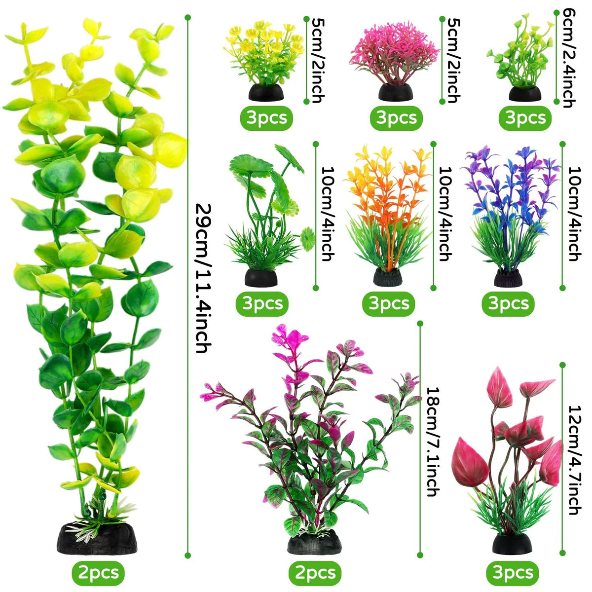 QUOZUO 25pcs Artificial Plant, Fish Tank Decorations Plants, Colorful