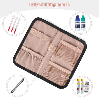 Yarwo Diabetic Travel Case for Blood Glucose 8.3 x 4.5 x 3 inches, Black