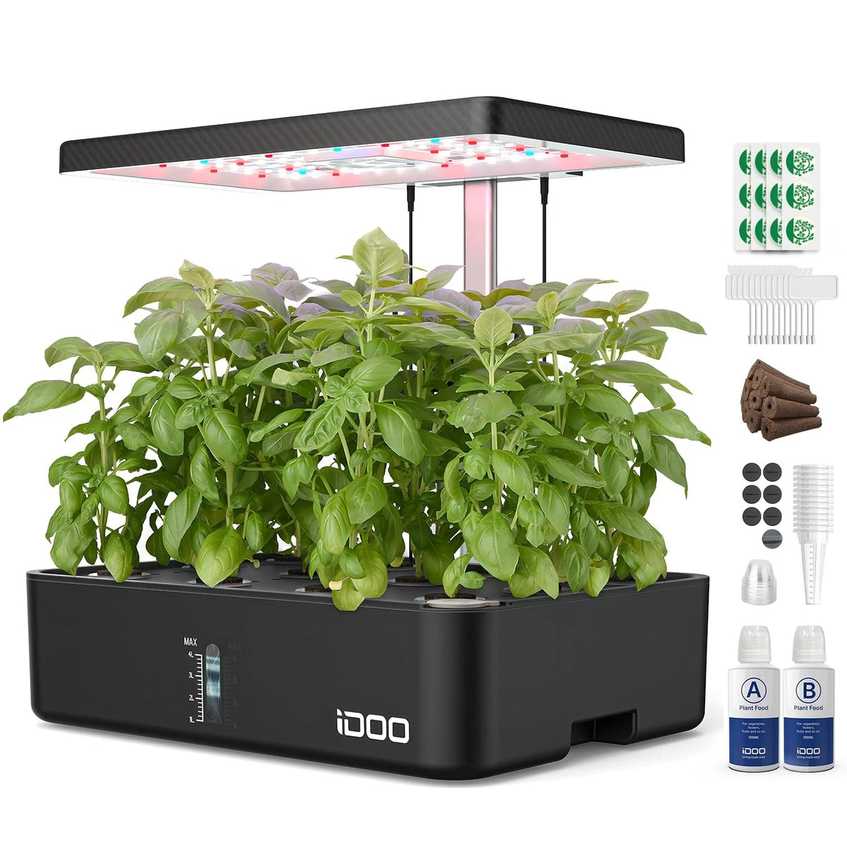 iDOO Hydroponics Growing System Kit 12Pods, Indoor Herb Garden Black