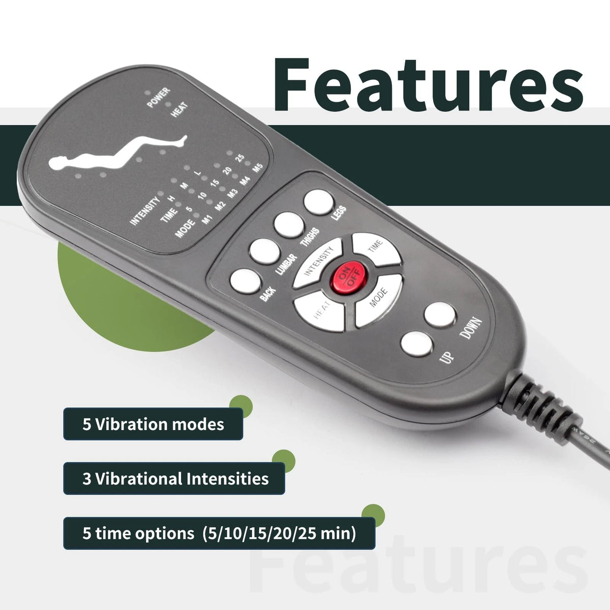 ALLCSM 3 Pin Replacement Massage Function Remote Handset 3 Pin, Black
